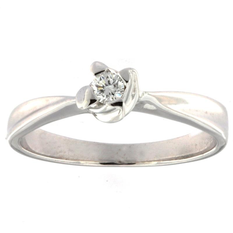 Anello Solitario Donna Oro Bianco 18 kt 20250075 Diamante Naturale 0.38 ct G Color VS Peso Oro 5.01 gr Certificato