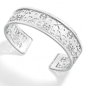 Bracciale Da Donna LIU-JO LJ680 In Ottone Placcato Silver Rigido Con Fantasie Traforate 