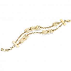 Bracciale Da Donna Liu-Jo LJ670 In Ottone Dorato 2 Filamenti Medaglia con Fantasie Forate