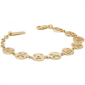 Bracciale donna Liujo LJ786 in ottone PVD oro medaglia forata logata 