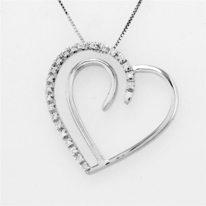 Collana Con Pendente Cuore Oro 18kt E Diamanti Vd68 O. Gr:5.33 Ct:0.11