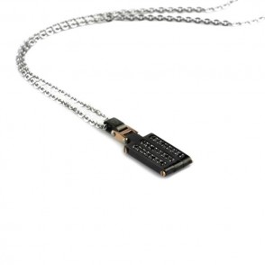 Collana Uomo Aragonesi Binario Gr0102 In Acciaio Pvd Con Piastrina Bicolore