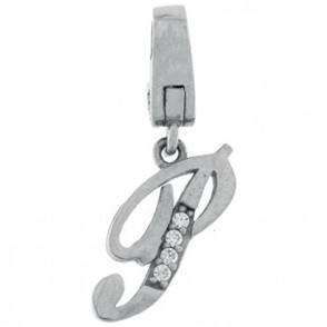 Charm ALP Lettera P dell'alfabeto pendente in argento 925 e zirconi