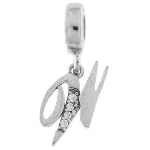 Charm ALW Lettera W dell'alfabeto pendente in argento 925 e zirconi