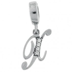 Charm ALX Lettera X dell'alfabeto pendente in argento 925 e zirconi