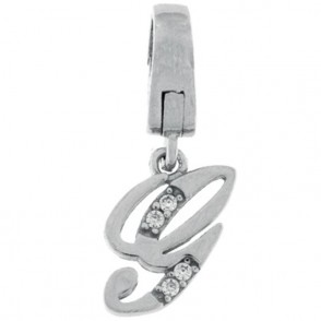 Charm ALG Lettera G dell'alfabeto pendente in argento 925 e zirconi