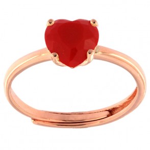 Anello Donna Argento 925 Rosato ARGA179 Cuore Rosso Misura Regolabile