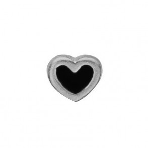 Charm Orologio Christina In Argento 925 Con Cuore Smaltato Nero - 603-S4