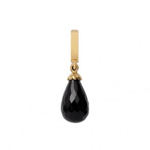 Charm Pendente Christina In Argento 925 Placcato Oro Con Goccia Di Onice - 610-G01