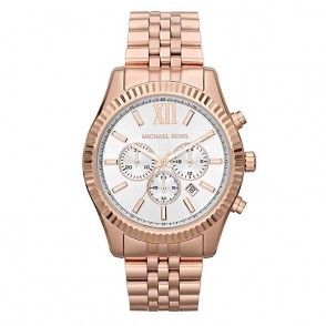 OROLOGIO UOMO CRONOGRAFO MICHAEL KORS LEXINGTON MK8313 IN ACCIAIO ROSATO FONDO BIANCO