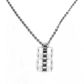 Collana Uomo Boccadamo Man Agr046w In Acciaio Con Pendente In Ceramica Bianca