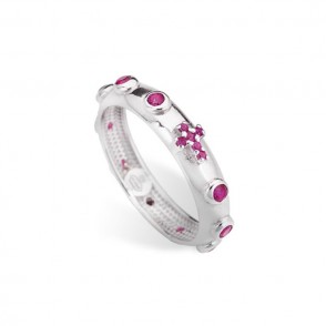 Anello Amen I Rosari Arobr In Argento 925 Colore Argento Con Cristalli Fucsia Misura 14