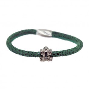 Bracciale Razza Augusta De Carolis Ra003 1 Filo Colore Verde Con Charm E Cristalli