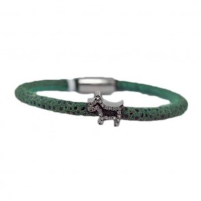 Bracciale Lino Augusta De Carolis Can03 1 Filo Colore Verde Con Charm E Cristalli