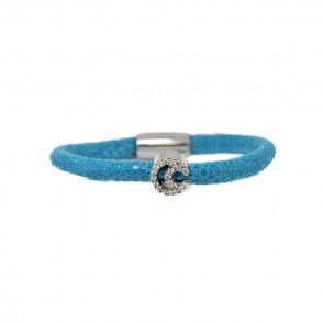 Bracciale Razza Augusta De Carolis Lun30 1 Filo Colore Celeste Con Charm E Cristalli