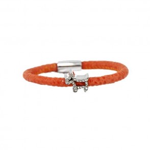 Bracciale Razza Augusta De Carolis Can00 1 Filo Colore Arancione Con Charm E Cristalli