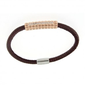 Bracciale Iguana Augusta De Carolis Mj-Cb53 1 Filo In Pelle Colore Marrone Con Cristalli