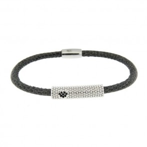 Bracciale Iguana Augusta De Carolis Mj-Bc55 1 Filo In Pelle Colore Grigio Con Cuore Zirconato
