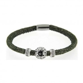 Bracciale Lino Augusta De Carolis Lin010 1 Filo Colore Verde Con Charm E Cristalli