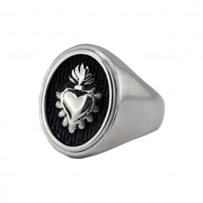 Anello In Acciaio Moreman Ancrs1 Con Cuore Cristo Colore Argento