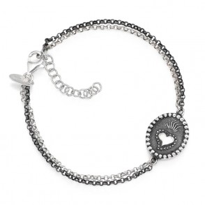 Bracciale Unisex Amen In Argento Brunito 925 Sacro Cuore - Bsc