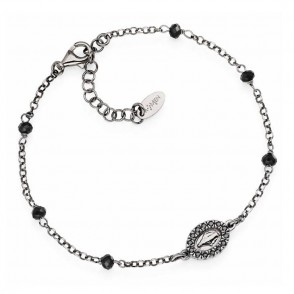 Bracciale Rosario Donna Amen Bmnn In Argento 925 Brunito Con Madonna Zirconata