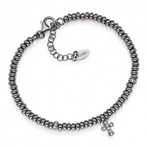 Bracciale da Donna AMEN POCNU Argento 925 Brunito con Anelletti Croce e Pietre