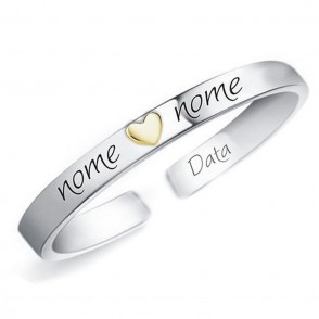 Bracciale In Argento 925 Personalizzato Love Heart Doppio Nome