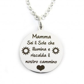 Collana In Acciaio Personalizzata Mamma Sei Il Sole Che Illumina E Riscalda Il Nostro Cammino