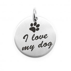 Pendente Moneta Personalizzata In Acciaio Love My Dog