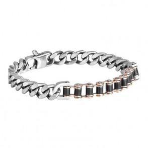 Bracciale Uomo Boccadamo Man Abr361n In Acciaio 316l Con Smalto Nero