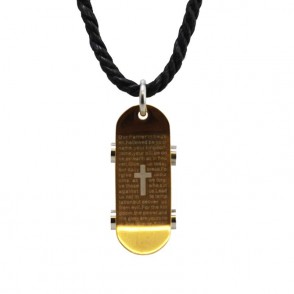 Collana Pendente Butterfly Tx27 Acciaio Skateboard Uomo Donna Pvd Oro
