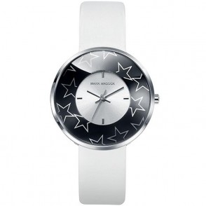 Orologio Solo Tempo Donna Mark Maddox MC0018-00 Cassa Acciaio Cinturino Pelle Bianco Stelle