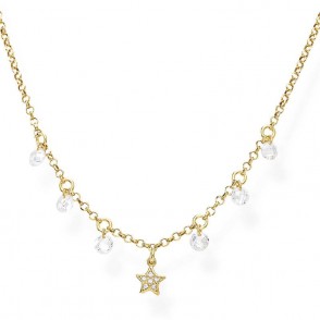 Collana Donna AMEN CLSGBZ in Argento 925 Dorato con Stella e Pietre