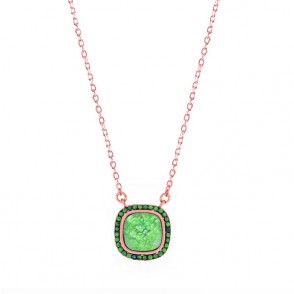 Collana Donna LE SCRITTE CLLSC06 in Argento 925 Rosato con Pietra Verde
