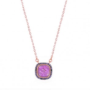 Collana Donna LE SCRITTE CLLSC07 in Argento 925 Rosato con Pietra Rosa