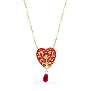 Collana Donna LE SCRITTE CLLSC19 in Argento 925 Dorato con Cuore Rosso e Fantasia Oro