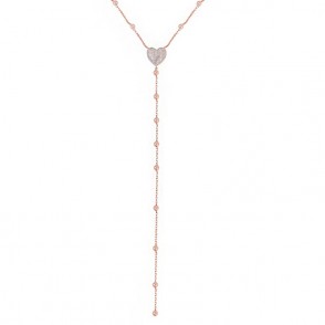 Collana Donna LE SCRITTE CLLSC34 Rosata con Cuore Zirconato e Perline Rosa
