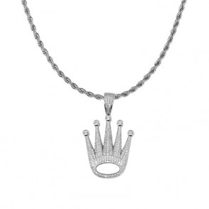 Collana Unisex F10ROMA F10R140 Argento con Ciondolo Corona Zirconata