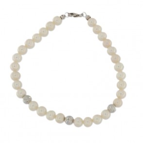Bracciale donna Iki 551007F(19CM) in perle con oro bianco 18 kt