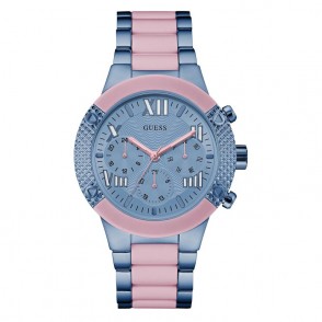 Orologio Donna Cronografo GUESS W0770L4 in Acciaio Blu e Ceramica Rosa