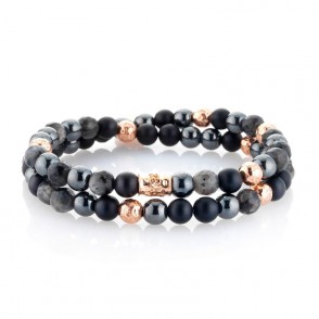 Bracciale Unisex GERBA 166 Doppio Giro con Pietre Naturali e Argento 925