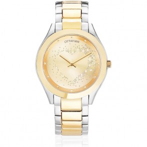 OROLOGIO DONNA SOLO TEMPO OTTAVIANI 15387GS IN ACCIAIO ORO CON CUORE DI CRISTALLI 