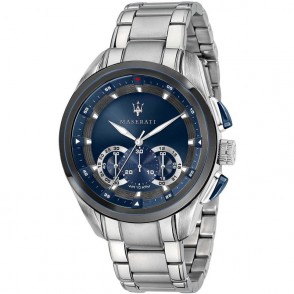 Orologio Uomo Cronografo Maserati Traguardo R8873612014 Cassa Acciaio Quadrante Blu Datario