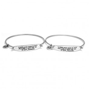 Bracciale Coppia Rigido CAPRITALY SWT03 in Acciaio con Piastra e Frase Sorelle