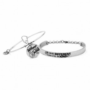 Bracciale Coppia Rigido CAPRITALY SWT09 in Acciaio con Piastra e Frase Different