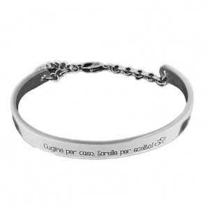 Bracciale Donna Rigido CAPRITALY SWT14 in Acciaio con Piastra e Frase Cugine