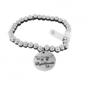 Bracciale Donna Pallinato CAPRITALY SWT15 in Acciaio con Ciondolo e Frase