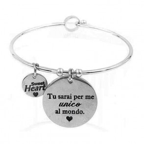 Bracciale Donna Rigido CAPRITALY SWT17 in Acciaio con Ciondolo e Frase