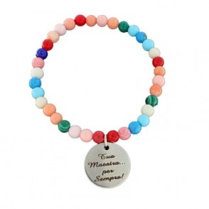 Bracciale Bimba Elastico CAPRITALY SWT23 Pietre Multicolor con Ciondolo in Acciaio